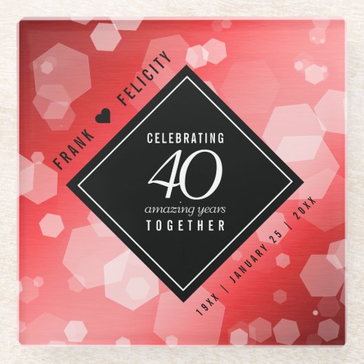 Elegant 40. Ruby Hochzeitstag Feier Glasuntersetzer (Vorderseite)