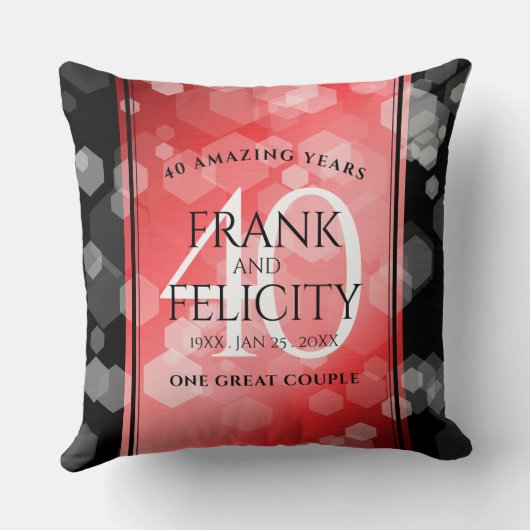 Elegant 40. Ruby Hochzeitstag Feier Kissen (Rückseite)