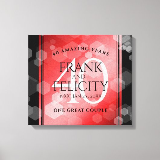 Elegant 40. Ruby Hochzeitstag Feier Leinwanddruck (Vorderseite)