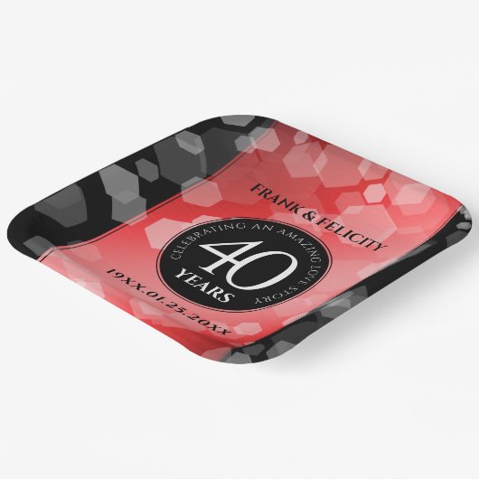 Elegant 40. Ruby Hochzeitstag Feier Pappteller (Gewinkelt)