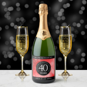 Elegant 40. Ruby Hochzeitstag Feier Schaumweinetikett