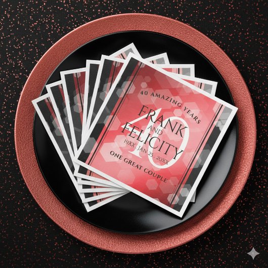 Elegant 40. Ruby Hochzeitstag Feier Serviette