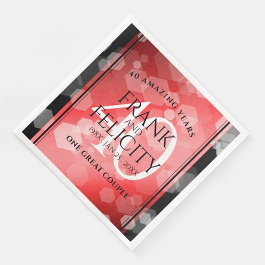 Elegant 40. Ruby Hochzeitstag Feier Serviette (Ecke)