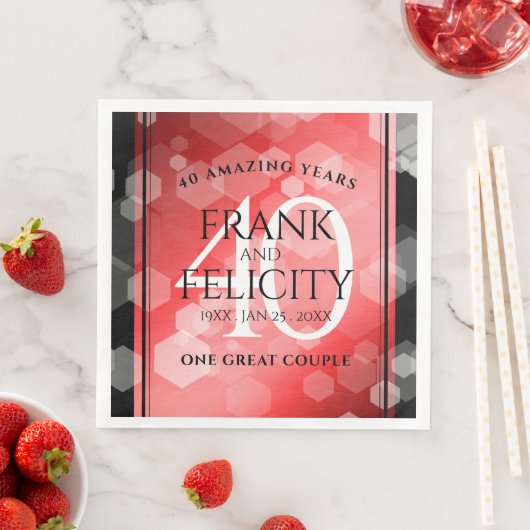 Elegant 40. Ruby Hochzeitstag Feier Serviette (Beispiel)