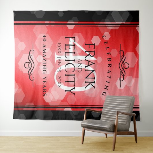 Elegant 40. Ruby Hochzeitstag Feier Wandteppich (Beispiel (Horizontal))