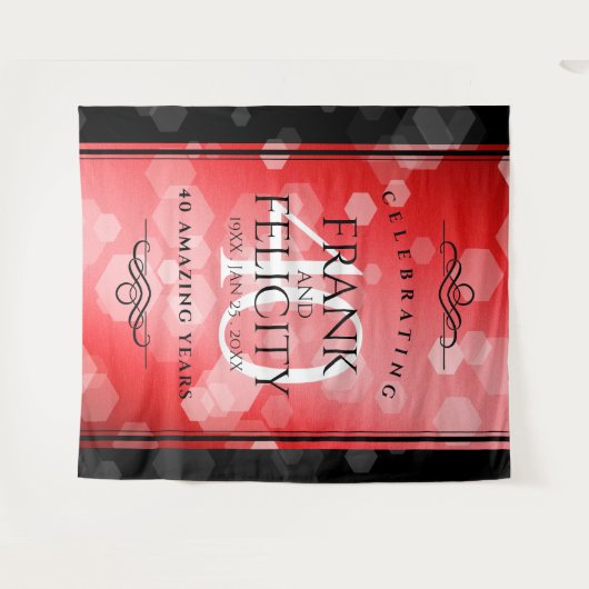 Elegant 40. Ruby Hochzeitstag Feier Wandteppich (Vorderseite (Horizontal))