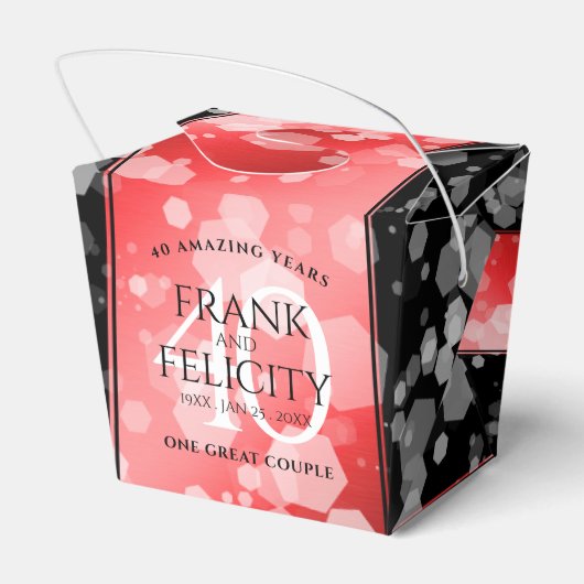 Elegant 40. Ruby Wedding Jubiläum Geschenkschachtel (Rückseite)