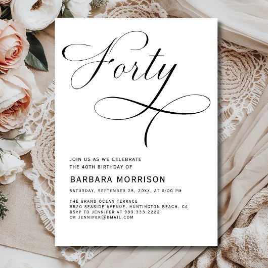 Elegant 40. Script Minimalistisch Geburtstag Einladung