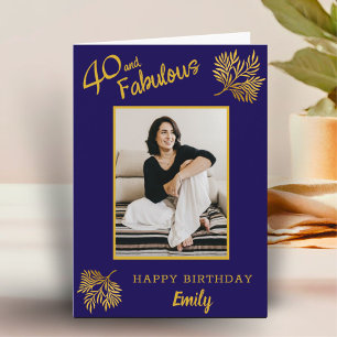 Elegant 40 und Fabelhaft Gold Laub 40. Geburtstag Karte