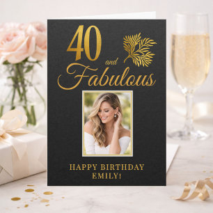 Elegant 40 und Fabelhaft Zweige 40. Geburtstagsfot Karte