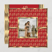 Elegant 40. Wedding Ruby Jubiläum Einladung (Vorne/Hinten)