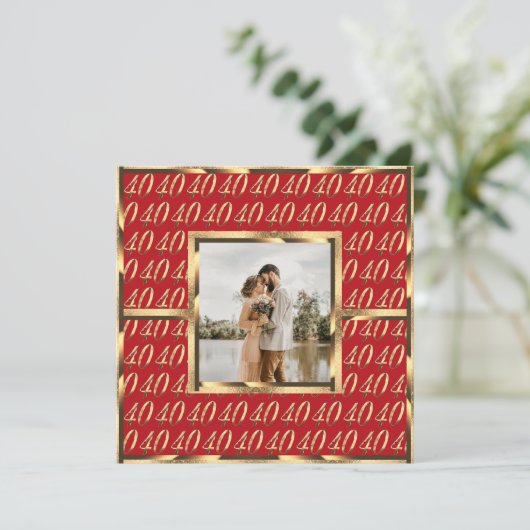 Elegant 40. Wedding Ruby Jubiläum Einladung (Stehend Vorderseite)