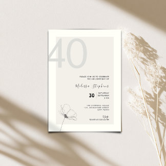 Elegant 40th Birthday Invitation - Minimal Style Einladung