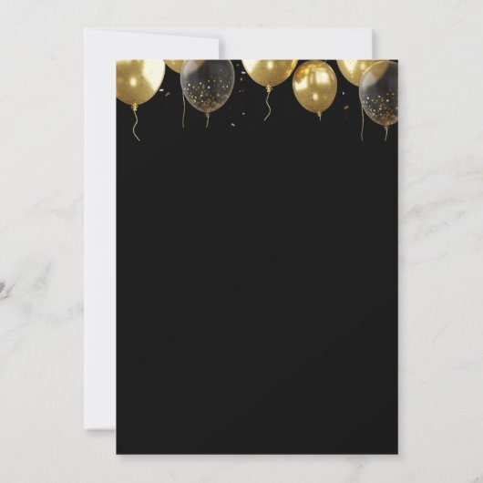 Elegant 40th Birthday Invitation with Gold Ballons Einladung (Rückseite)