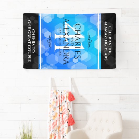 Elegant 41. Blue Topaz Hochzeitstag Banner (Insitu)
