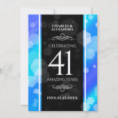 Elegant 41. Blue Topaz Hochzeitstag Einladung (Vorderseite)