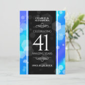 Elegant 41. Blue Topaz Hochzeitstag Einladung (Stehend Vorderseite)