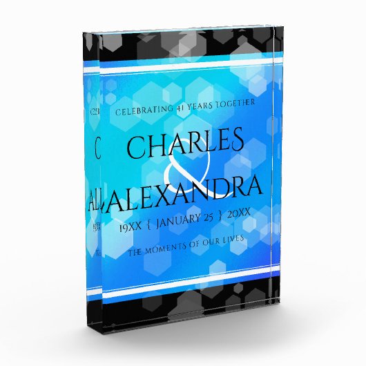 Elegant 41. Blue Topaz Hochzeitstag Fotoblock (Links)