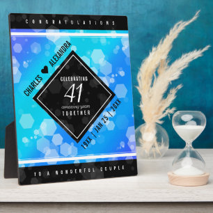 Elegant 41. Blue Topaz Hochzeitstag Fotoplatte