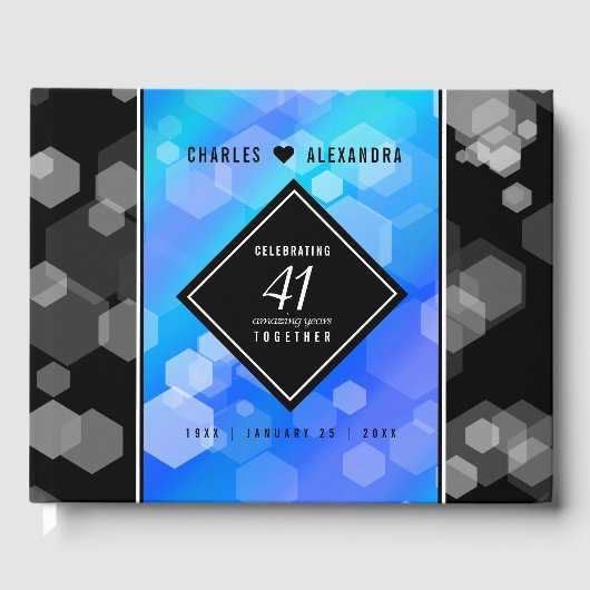 Elegant 41. Blue Topaz Hochzeitstag Gästebuch (Vorderseite)