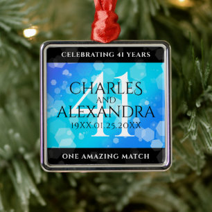 Elegant 41. Blue Topaz Hochzeitstag Ornament Aus Metall