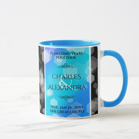 Elegant 41. Blue Topaz Hochzeitstag Tasse (Rechts)