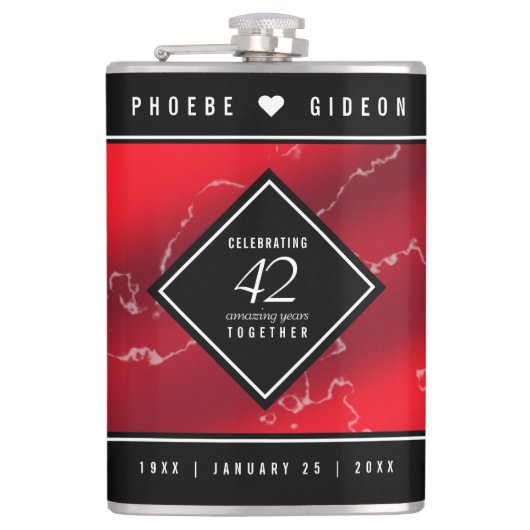 Elegant 42. Jasper Hochzeitstag Flachmann (Vorderseite)