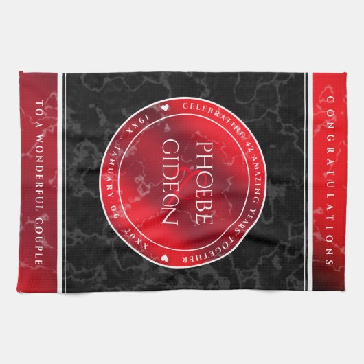 Elegant 42. Jasper Hochzeitstag Geschirrtuch (Horizontal)