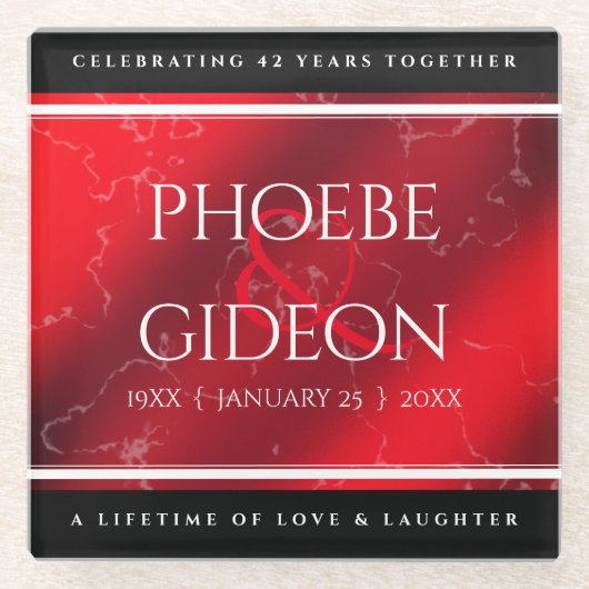 Elegant 42. Jasper Hochzeitstag Glasuntersetzer (Vorderseite)