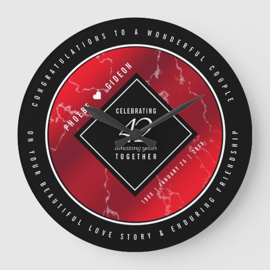 Elegant 42. Jasper Hochzeitstag Große Wanduhr (Vorderseite)