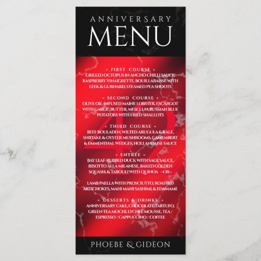 Elegant 42. Jasper Hochzeitstag Menükarte (Vorderseite)