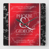 Elegant 42. Jasper Hochzeitstag Quadratische Wanduhr (Vorderseite)