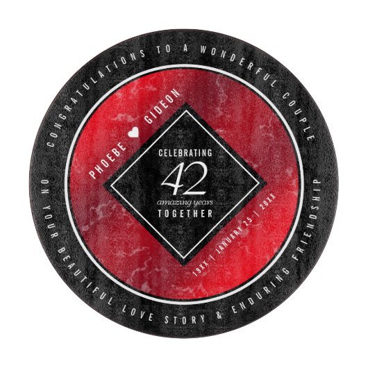 Elegant 42. Jasper Hochzeitstag Schneidebrett (Vorderseite)