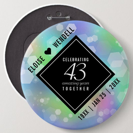 Elegant 43. Opal Hochzeitstag Button (Vorne & Hinten)