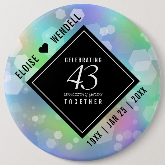 Elegant 43. Opal Hochzeitstag Button (Vorderseite)