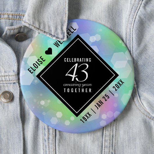 Elegant 43. Opal Hochzeitstag Button (Beispiel)