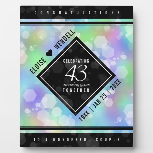 Elegant 43. Opal Hochzeitstag Fotoplatte (Vorderseite)