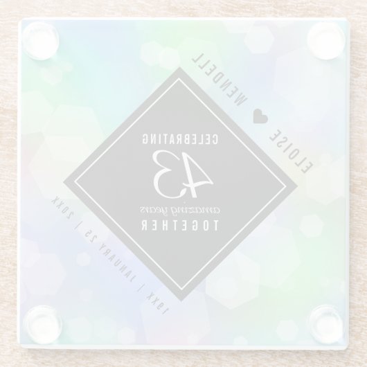 Elegant 43. Opal Hochzeitstag Glasuntersetzer (Rückseite)