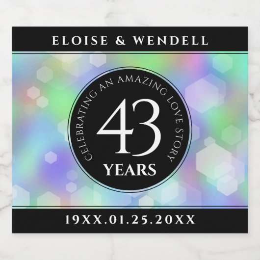 Elegant 43. Opal Hochzeitstag Schaumweinetikett (Einzelnes Label)