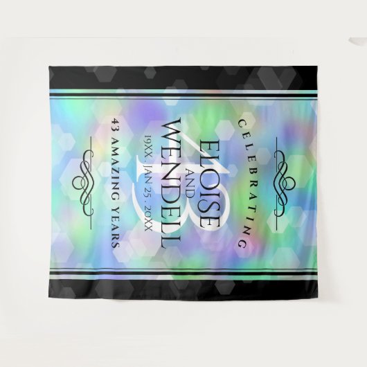 Elegant 43. Opal Hochzeitstag Wandteppich (Vorderseite (Horizontal))