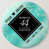 Elegant 44. Hochzeitstag in Türkis Button (Vorderseite)