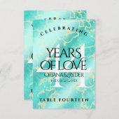 Elegant 44. Hochzeitstag in Türkis Dankeskarte (Vorne/Hinten)