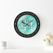 Elegant 44. Hochzeitstag in Türkis Große Wanduhr (Zuhause)