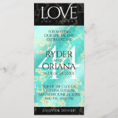 Elegant 44. Hochzeitstag in Türkis Menükarte (Rückseite)