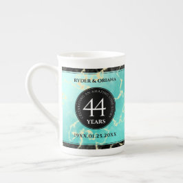 Elegant 44. Hochzeitstag in Türkis Porzellantasse