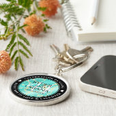 Elegant 44. Hochzeitstag in Türkis Schlüsselanhänger (Seite)