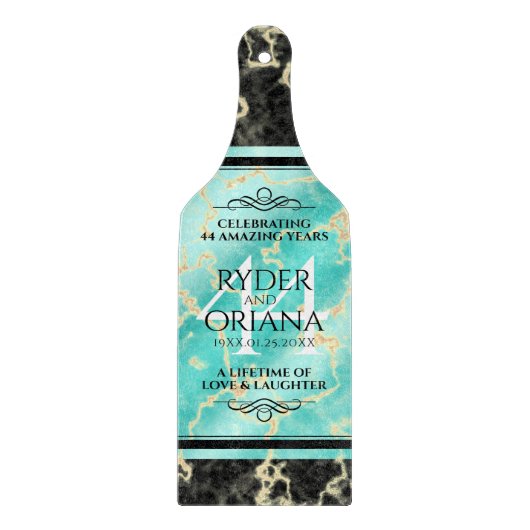 Elegant 44. Hochzeitstag in Türkis Schneidebrett (Vorderseite)