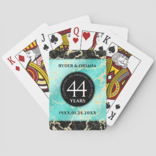 Elegant 44. Hochzeitstag in Türkis Spielkarten