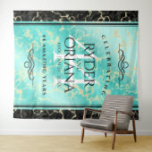 Elegant 44. Hochzeitstag in Türkis Wandteppich (Beispiel (Horizontal))