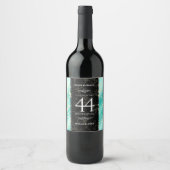 Elegant 44. Hochzeitstag in Türkis Weinetikett (Vorderseite)